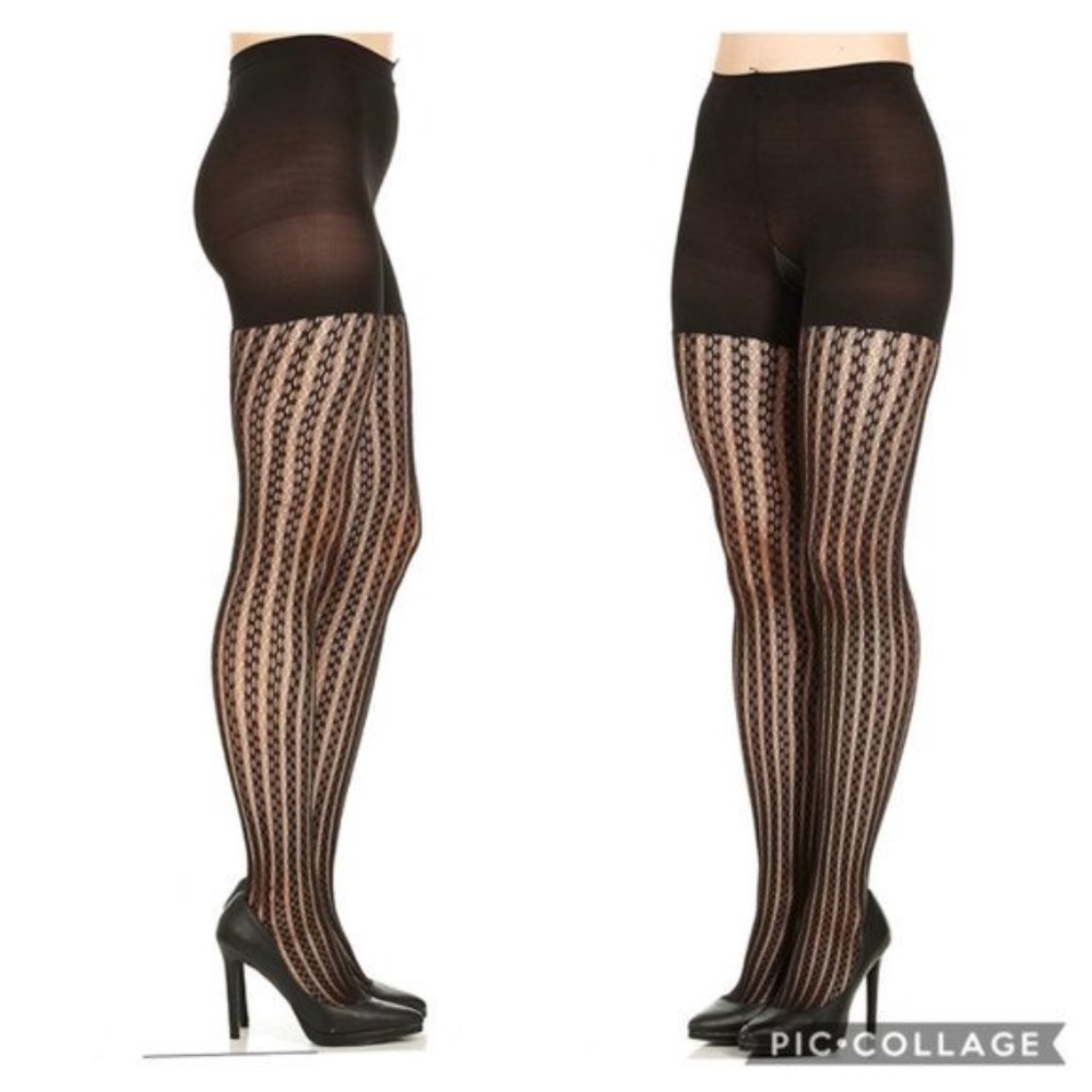 SPANX Black Patterned Tights- Case in Pointelle NWT